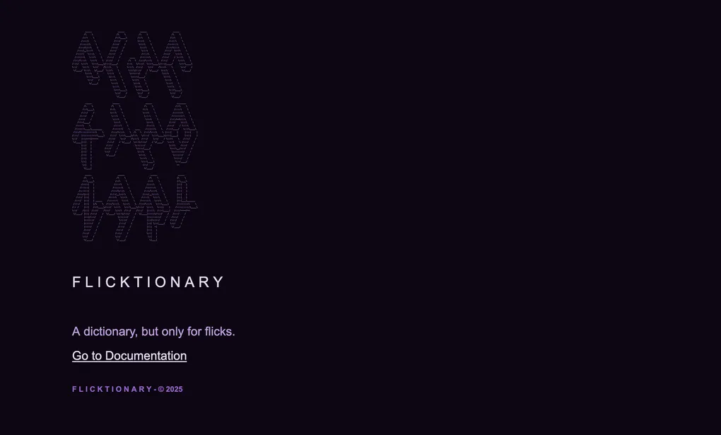 Flicktionary home screen