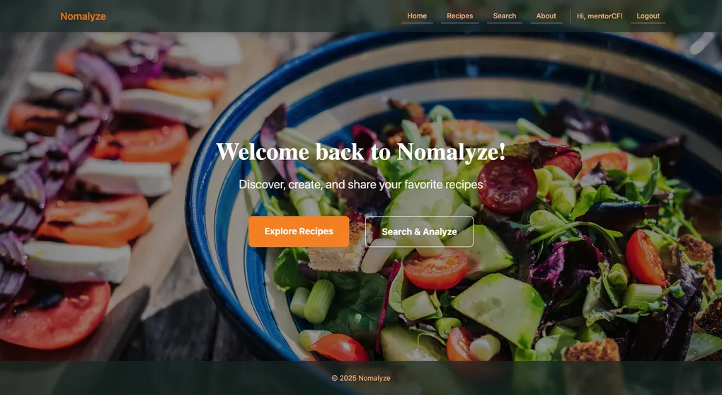 Nomalyze home screen