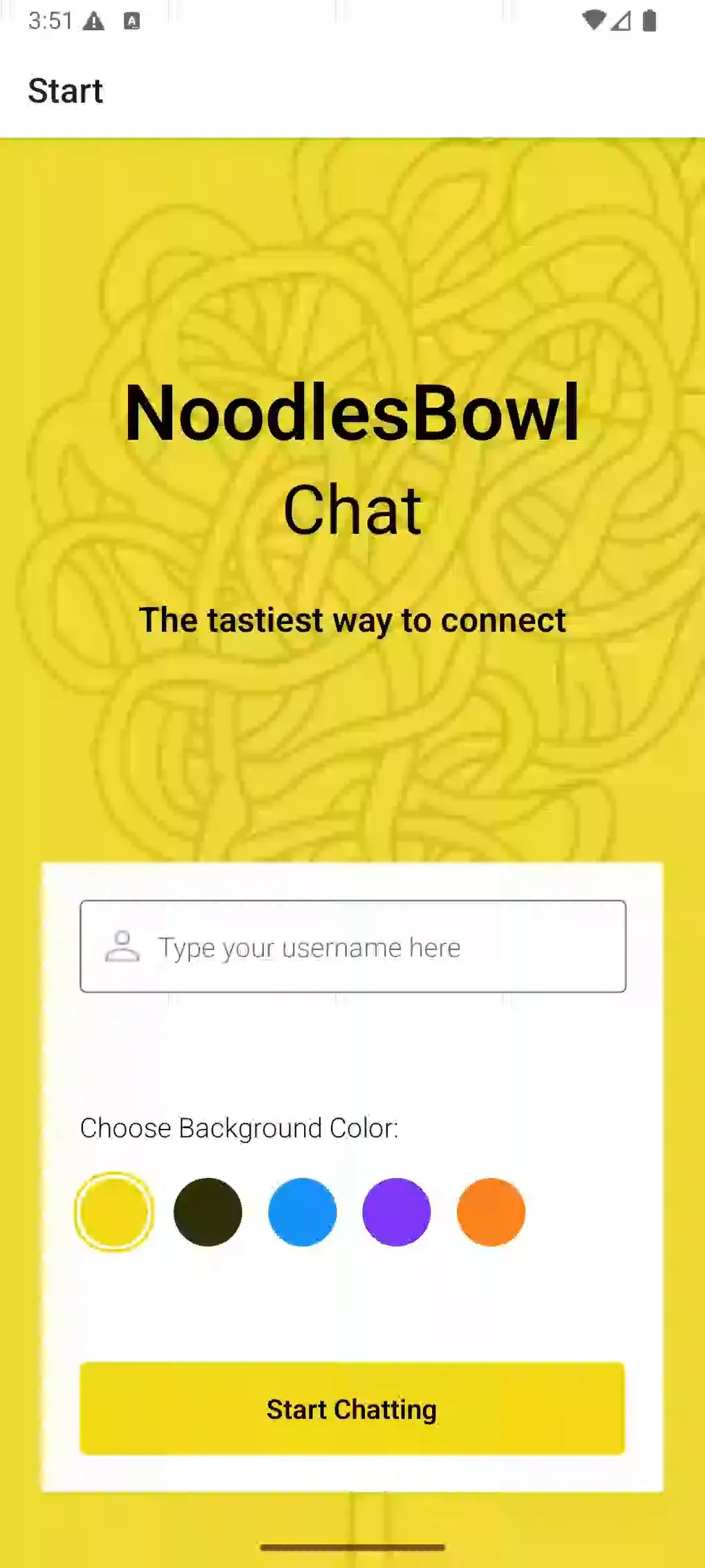 NoodlesBowl home screen